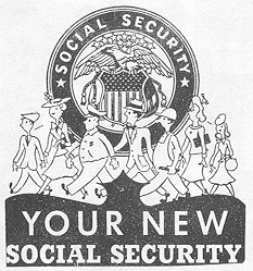 cartoon showing Social Security logo