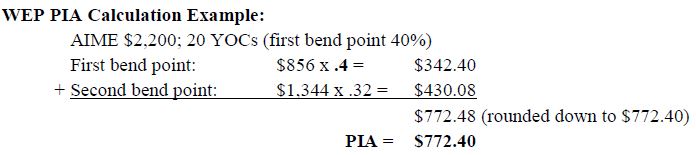 WEP PIA Calculation Example