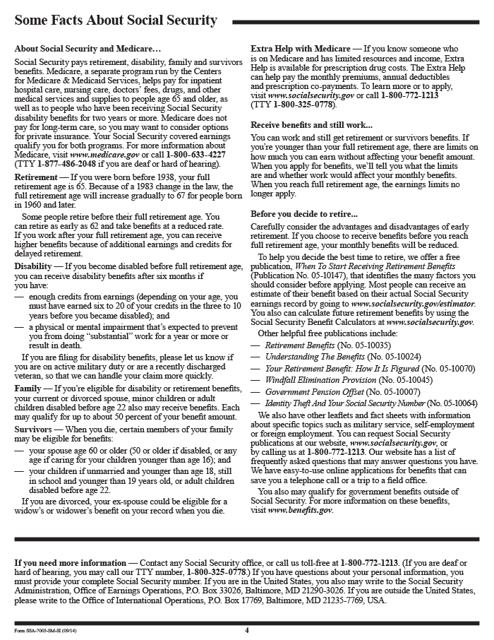 United States Social Security Statement, page 4